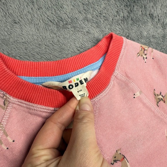 Mini Boden Vintage Pink Whippet Printed Sweatshirt Dress - Picture 5 of 7
